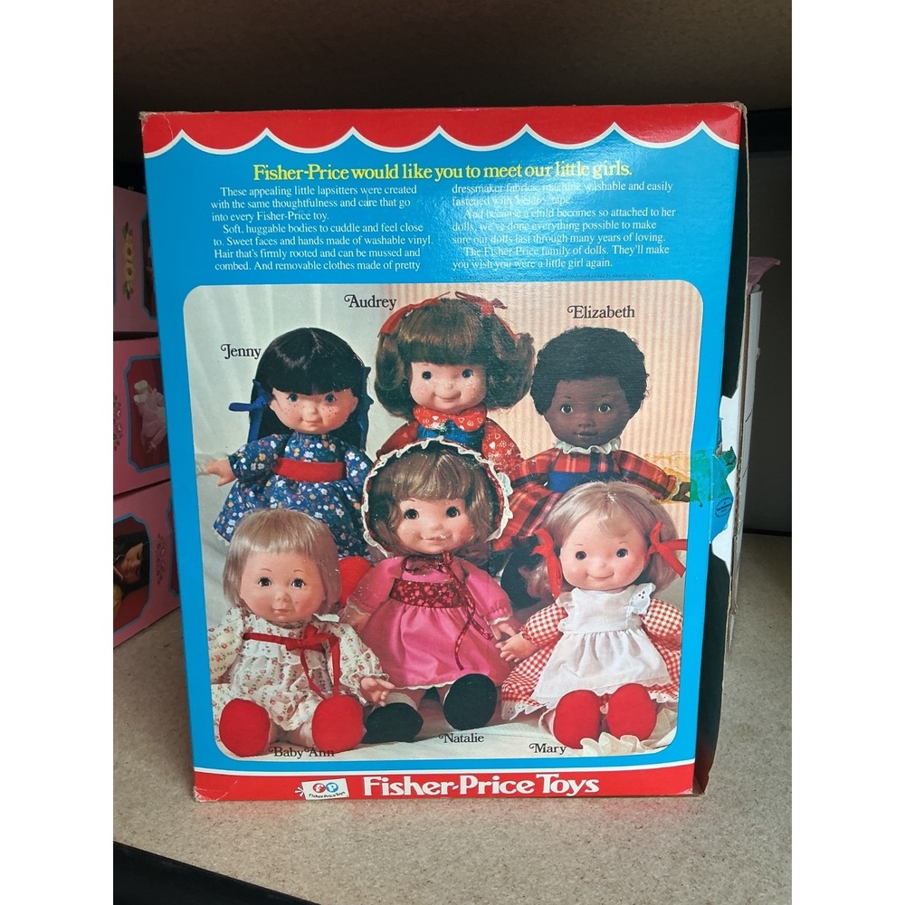 Fisher Price Vintage 1973 doll Mary Lapsitter 200 Red White Gingham W/ Apron box - Picture 3 of 7
